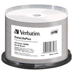 VERBATIM CD-R 700MB PER STAMPA TERMICA WHITE CAMPANA 50PZ