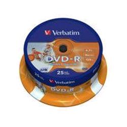 VERBATIM DVD-R 16X 4.7GB PRINTABLE SPINDLE 25 PZ