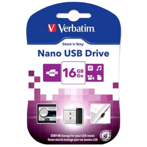 VERBATIM STORE ''N'' STAY NANO PEN DRIVE 16GB USB 2.0