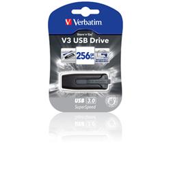 VERBATIM V3 CHIAVETTA USB 3.0 256GB NERO GARANZIA ITALIA (49168)