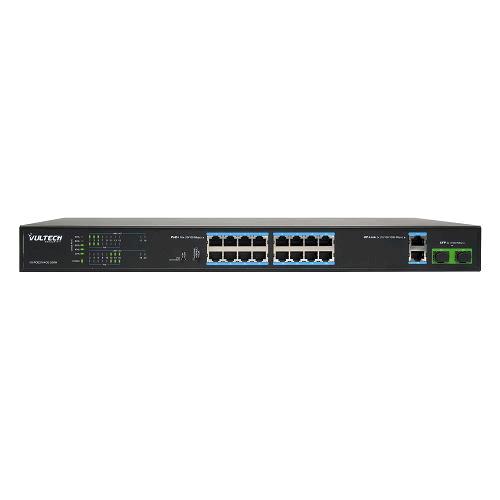 VULTECH VS-POE2164GE-200W SWITCH NON GESTITO PoE+ 16 PORTE 10/100 FE + 2 PORTE + 2 PORTE UPLINK 10/100/1000 GE + 2 PORTE UPLINK
