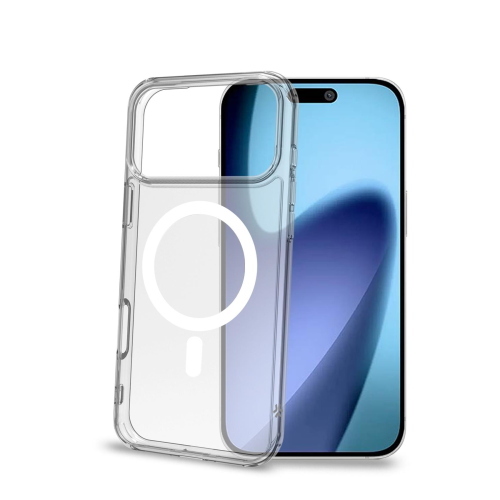 CELLY APPLE iPHONE 17 PRO MAX COVER MORBIDA TRASPARENTE IN TPU MagSafe CON ANELLO MAGNETICO COLORE BIANCO
