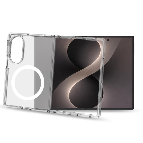 CELLY SAMSUNG GALAXY Z FOLD8 COVER MORBIDA TRASPARENTE IN TPU MagSafe CON ANELLO MAGNETICO COLORE BIANCO