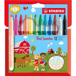 STABILO TRIO JUMBO PENNARELLI PUNTA MAXI COLORI ASSORTITI CONF 12 Pz.