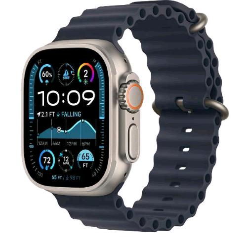 APPLE WATCH ULTRA 2 GPS + CELLULAR 4G 49mm CASSA IN TITANIO NATURAL TITANIUM CINTURINO OCEAN BLU NAVY