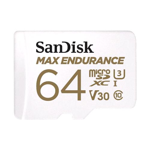 SANDISK MAX ENDURANCE MICROSDXC 64GB CLASSE 10 V30 U3 CON ADATTATOERE SD BIANCO