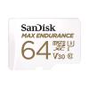 SANDISK MAX ENDURANCE MICROSDXC 64GB CLASSE 10 V30 U3 CON ADATTATOERE SD BIANCO