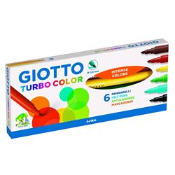 GIOTTO TURBO COLOR PENNARELLI LAVABILI ATOSSICI PUNTA FINE COLORI ASSORTITI CONF. 6 Pz.