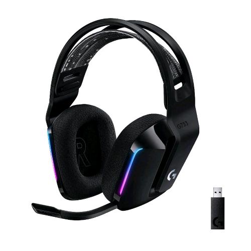 LOGITECH G733 LIGHTSPEED CUFFIA GAMING CON MICROFONO WIRELESS LIGHTSYNC RGB TECNOLOGIA MICROFONO BLUE VOICE DRIVER AUDIO PRO-G BLACK