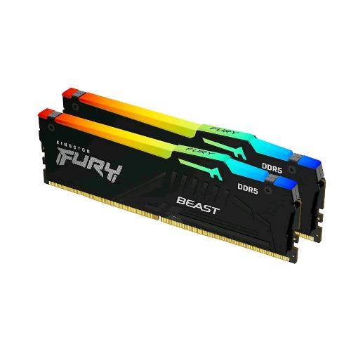 KINGSTON FURY BEAST RGB KIT MEMORIA RAM 2x16GB 32GB TOTALI 5.600 MHz TECNOLOGIA DDR5 TIPOLOGIA DIMM CL36 EXPO BLACK