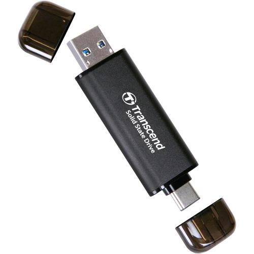 Transcend ESD310C SSD portatile 256GB, USB 10Gbps Type-A e Type-C, nero