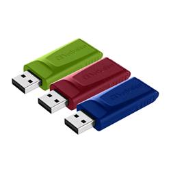 VERBATIM MEMORY USB 16GB SLIDER TRIPACK BLU VERDE ROSSO CONF 3 Pz.