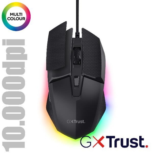 TRUST GXT121 FELOX+ MOUSE OTTICO GAMING ILLUMINATO CABLATO 10.000DPI 10.000Hz POLLING NERO