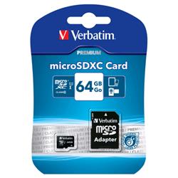 VERBATIM MICRO SD XC 64GB CLASSE 10 CON ADATTATORE SD