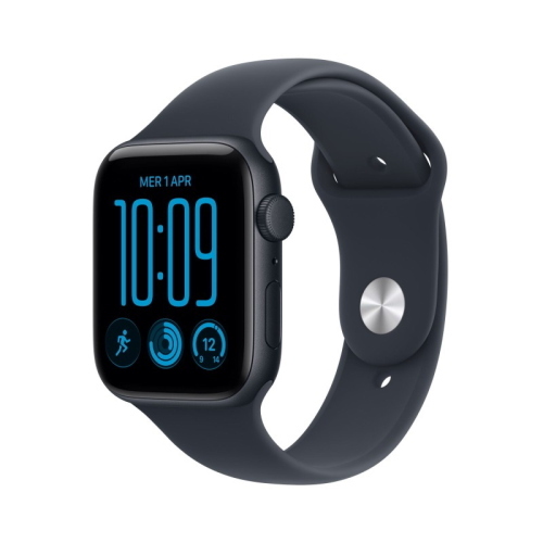APPLE WATCH SE 3 2026 GPS CASSA 44mm IN ALLUMINIO MEZZANOTTE CON CINTURINO SPORT BLU MARINO M/L