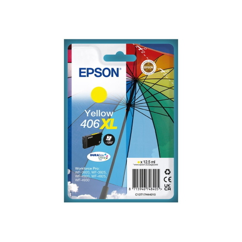EPSON 406XL DURABrite ULTRA CARTUCCIA INK GIALLO SERIE OMBRELLO 12.5 ML 1.200 PAGINE PER Workforce Pro: WF-3920, WF-3925, WF-4920, WF-4925, WF-4930