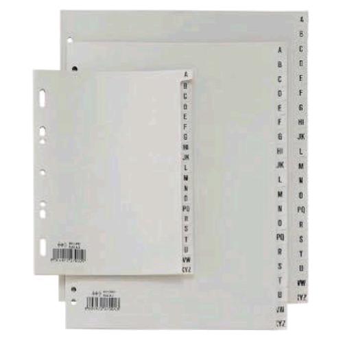 SEI ROTA RECORD INTERCALARI ALFABETICI A-Z IN PP 220X300 mm A4 CON FORATURA UNIVERSALE GRIGIO CONF 20 Pz.