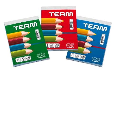 BLASETTI TEAM A6 BLOCCO PUNTO METALLICO 105X148 mm 50 GR 50 FOGLI A QUADRETTI 5M COLORI ASSORTITI CONF 10 Pz.