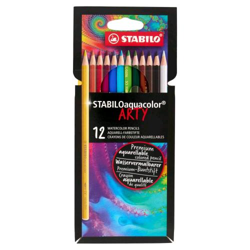 STABILO AQUACOLOR ARTY MATITA ACQUARELLBILE COLORI ASSORTITI CONF 12 Pz.