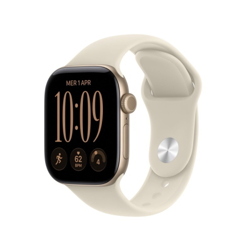 APPLE WATCH SERIES 12 2026 GPS + CELLULAR 5G CASSA 42mm IN ALLUMINIO ORO CHIARO CON CINTURINO SPORT SABBIA S/M