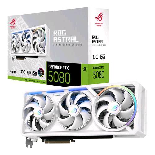 ASUS ROG ASTRAL -RTX5080-O16G-WHITE NVIDIA GEFORCE RTX 5080 16 GB GDDR7 TRIPLE FAN PCI Express 5.0 -2 x HDMI 3 x DISPLAYPORT BIANCO