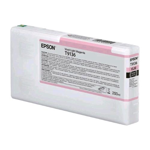 EPSON T9136 CARTUCCIA INK VIVID MAGENTA CHIARO 200 ML PER SureColor SC-P5000, SC-P5000 STD Spectro, SC-P5000 Violet, SC-P5000 Violet Spectro