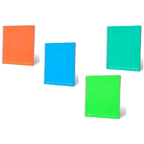 PIGNA MONOCROMO FLUO QUADERNO SPIRALATO 210X297 mm A4 80GR 70 FOGLI A QUADRETTI 5M COLORI ASSORTITI CONF 5 Pz.