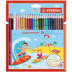 STABILO AQUACOLOR PASTELLI ACQUARELLABILI 2.8 mm COLORI ASSORTITI ASTUCCIO CONF 24 Pz.