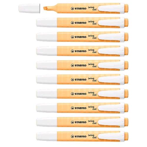 STABILO SWING COOL PASTEL EVIDENZIATORE PUNTA A SCALPELLO 1/4 mm ARANCIONE PAPAYA CONF 10 Pz.