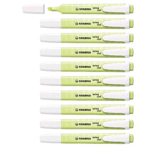 STABILO SWING COOL PASTEL EVIDENZIATORE PUNTA A SCALPELLO 1/4 mm LIME CONF 10 PZ.