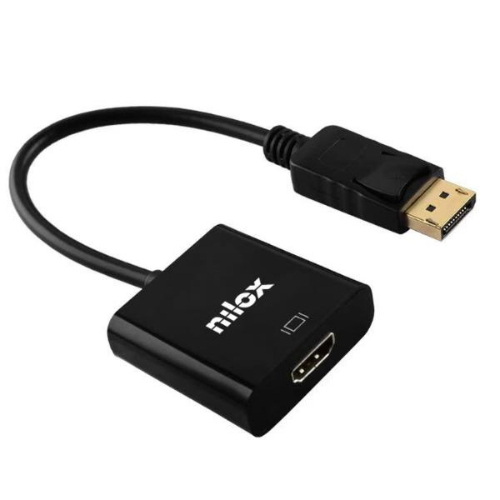 NILOX ADATTATORE VIDEO DA DISPLAY PORT MASCHIO AD HDMI PASSIVO FEMMINA 4K 60Hz 15 cm NERO