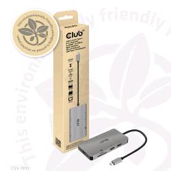CLUB3D HUB USB 3.2 GEN1 TYPE-C 8-IN-1 CON 2xHDMI 2xUSB-A RJ45 SD/MICRO SD CARD SLOTS USB GRIGIO
