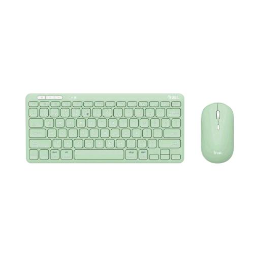 Trust Lyra — kit tastiera italiana e mouse wireless ricaricabili, verde
